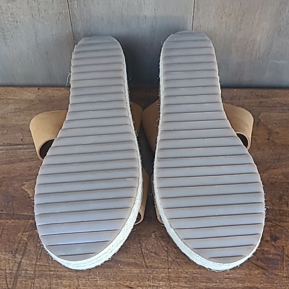 EUC Joie Sandals Women's sz 9 Two Band Suede Espadrille Wedge Slip On Sandal